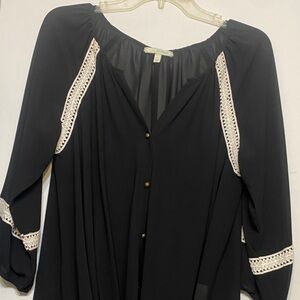 Chico's Black Blouse with Cream Lace Detail